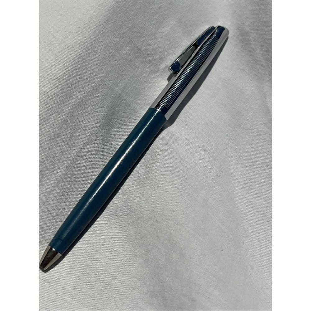 Vintage - Blue/silver Sheaffer Side Lever Click Ballpoint Pen Works Advertising